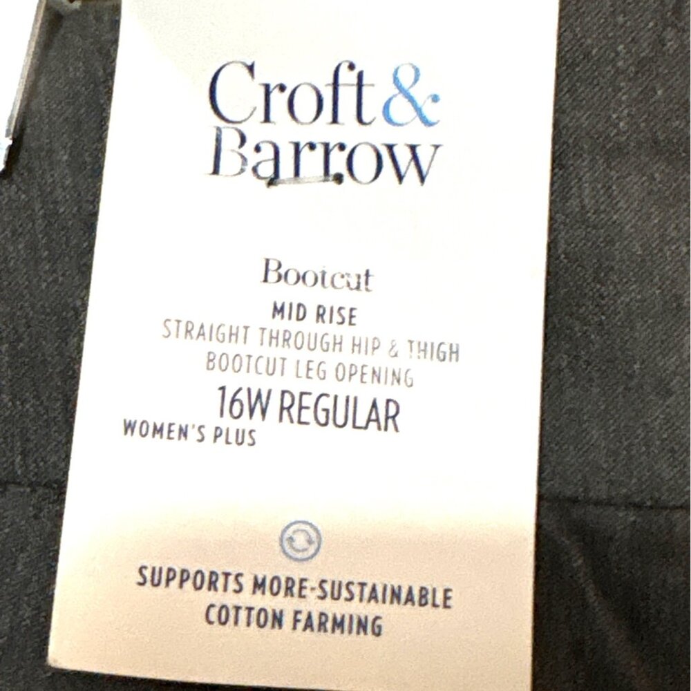 Croft & Barrow Womens Plus Bootcut Pants Mid Rise 16W Heather Gray Stretch Comfo - Picture 5 of 8